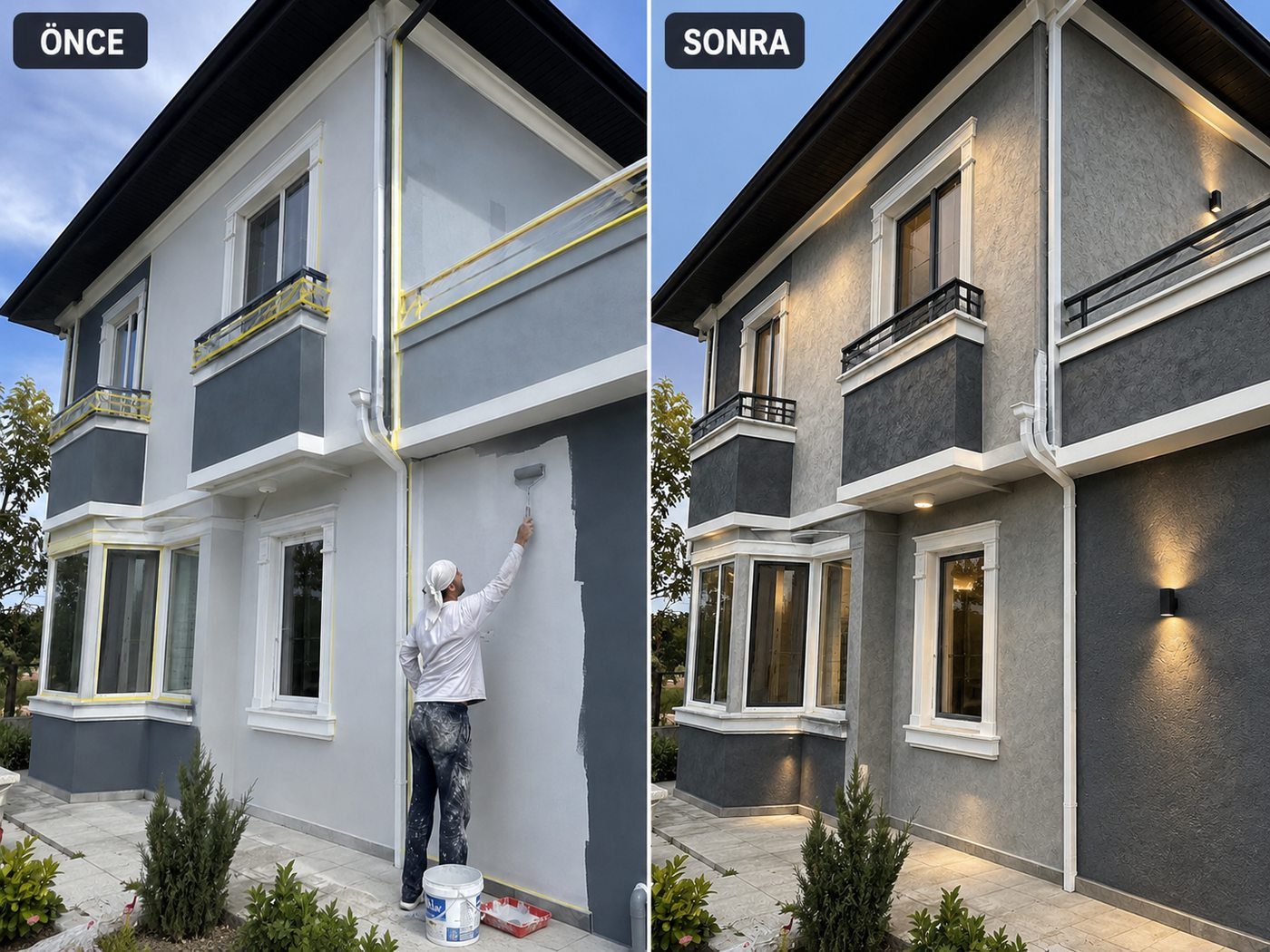 Atıfbey dış cephe boya öncesi ve sonrası