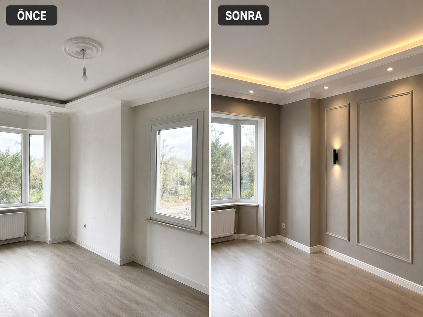 Atıfbey iç cephe boya öncesi ve sonrası